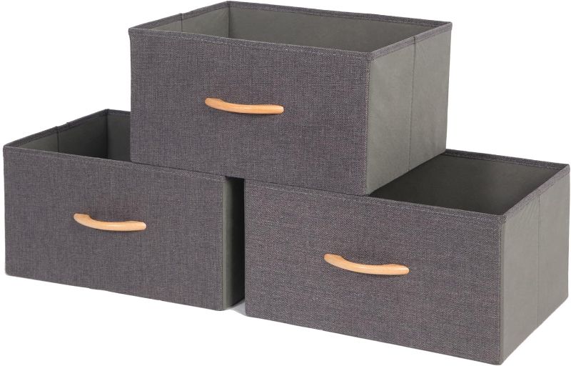 Photo 1 of ( 2-Pack ) STORAGE MANIAC Storage Bins Extra Large, Foldable Storage Baskets with Handle, Fabric Clothes Storage Boxes for Shelves for Organizing Closet Shelf Nursery Toy 15.35" W x 11.4" D x 8" H, Grey 2-Pack