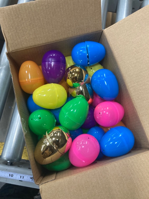 Photo 2 of [2 Surprise Golden Eggs] 50 Pack Prefilled Easter Eggs with Assorted Toys, 50 Plastic Easter Eggs Fillers with 50 Fidget Toys, Easter Eggs Hunt Party Favor for Kids Girls Boys Easter Basket Stuffers