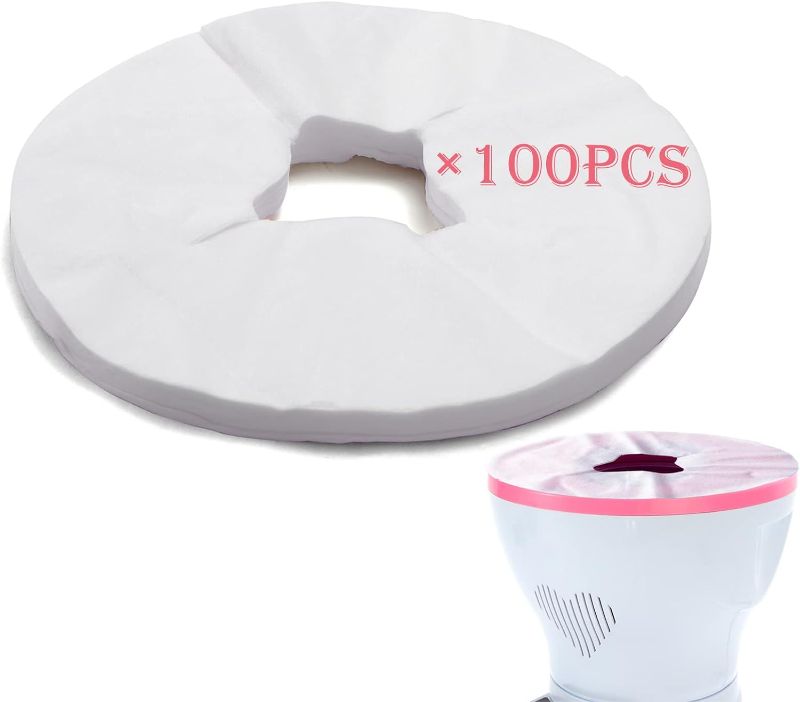 Photo 1 of 100Pcs Disposable Face Cradle Covers,Non-Woven Yoni Steam Seat Cushion Liners,Disposable Circular Shape Massage Face Covers for Massage Tables Spa Salon Home use