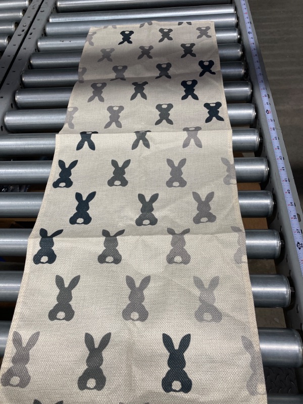 Photo 2 of *** Bundle Pack ***Artoid Mode Grey Black Bunny Rabbit Easter Table Runner, Spring Kitchen Dining Table Decoration for Home Party Decor 13x36 Inch 13" x 36", Table Runner Grey and Black ( 3 Pack ) 