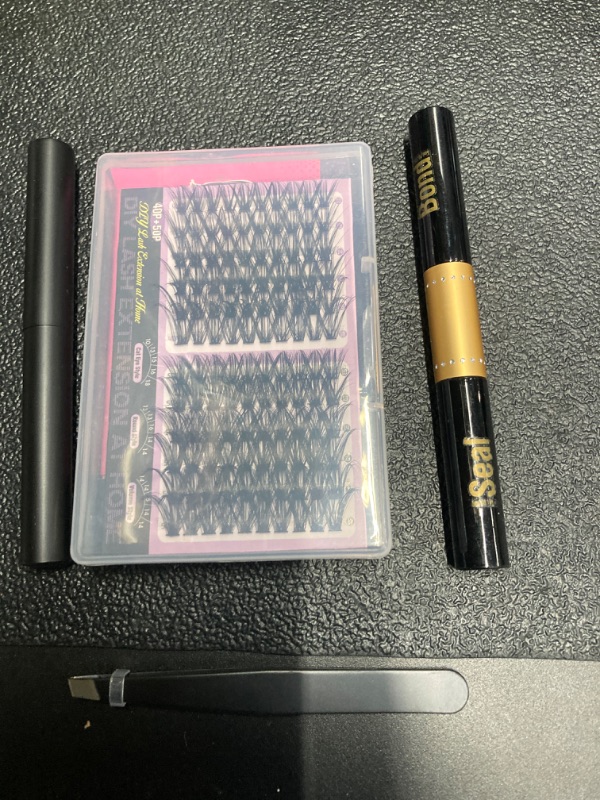 Photo 1 of *** Bundle Pack *** Lash Clusters Kit Mini Lash Extension Kit DIY Eyelash Extension Kit Wispy 40D+50D Eyelash Clusters Individual Lashes with Lash Bond and Seal Lash Glue, Tweezers, Lash Remover by PHKERATA, 10-18MM 40P+50P Kit with Remover ( 5 Pack ) 