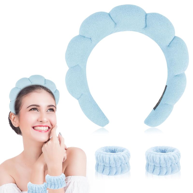 Photo 1 of (** EXAMPLE PHOTO **) SINGEWOW 6 Pack Spa Sponge Headbands for Washing Face,Skincare Headbands,Makeup Headband, Terry Cloth Headband Bubble Soft Puffy Headband for Women and Girl