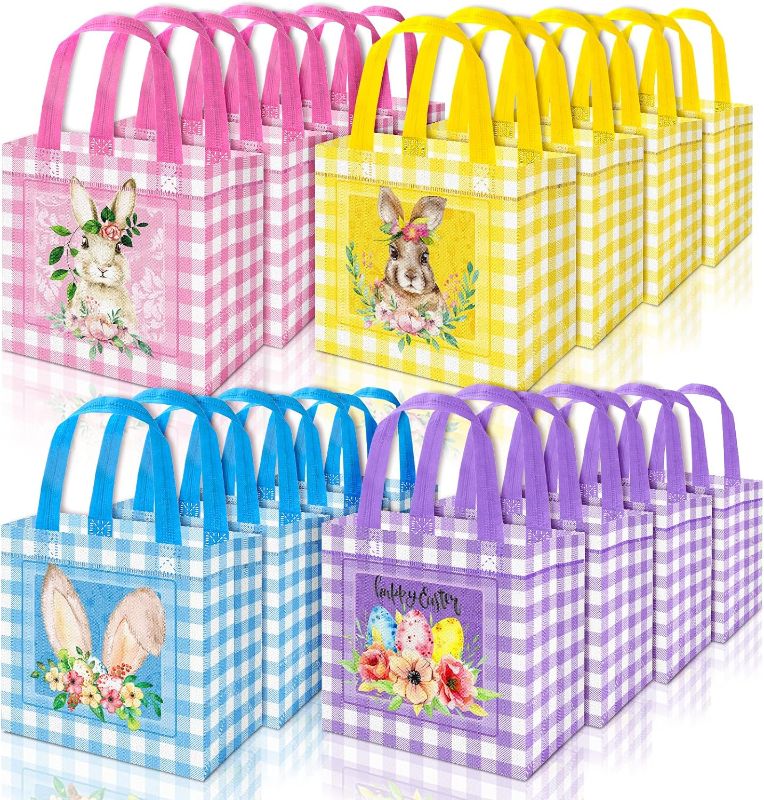 Photo 1 of **PACK OF 3*** Whaline 16Pcs Happy Easter Egg Hunt Bags Easter Gift Bags with Handles Watercolor Bunny Egg Floral Treat Bags Multifunctional Non-Woven Bags for Gifts Wrapping Easter Party Supplies, 7.9×7.9×5.9inch