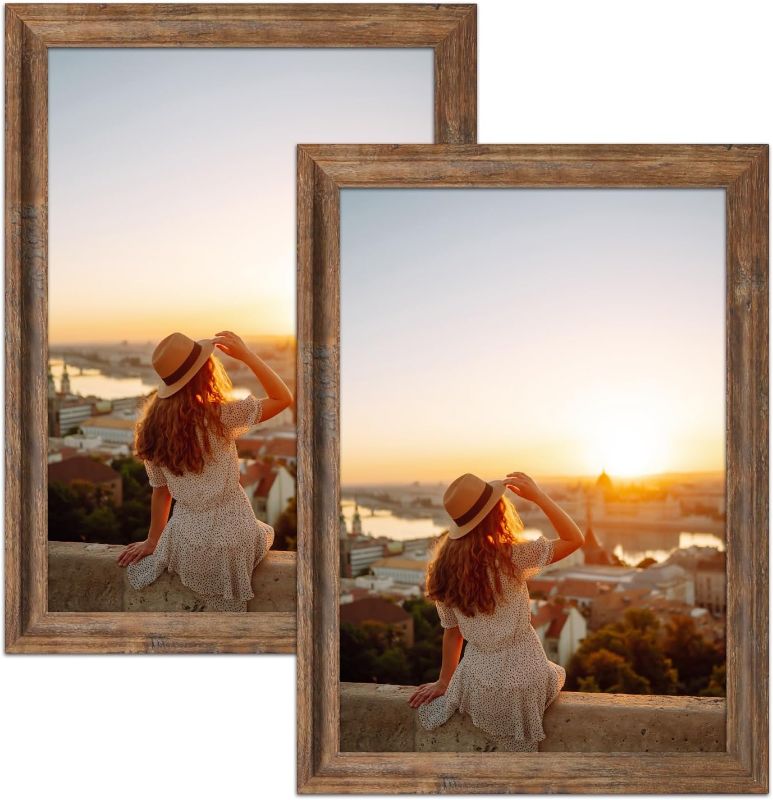 Photo 1 of  12X18 Picture Frame Wall-mounted 12x18 Poster Frame Wall Gallery Photo Frames Brown Picture Frames 12 x 18, 2 pack