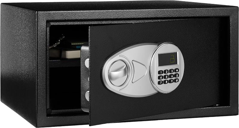 Photo 1 of Amazon Basics Steel Security Safe and Lock Box with Electronic Keypad - Secure Cash, Jewelry, ID Documents, 0.5 Cubic Feet, Black, 13.8"W x 9.8"D x 9.8"H