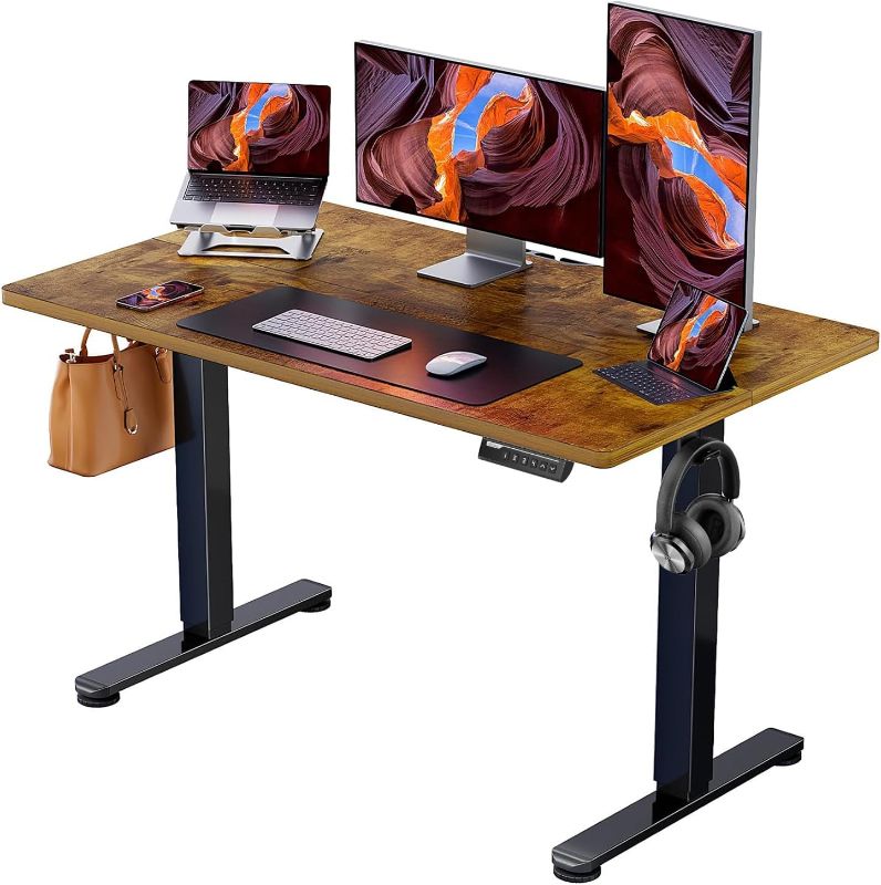 Photo 1 of ErGear Height Adjustable Electric Standing Desk, 48 x 24 Inches Sit Stand up Desk, Memory Computer Home Office Desk (Vintage Brown)