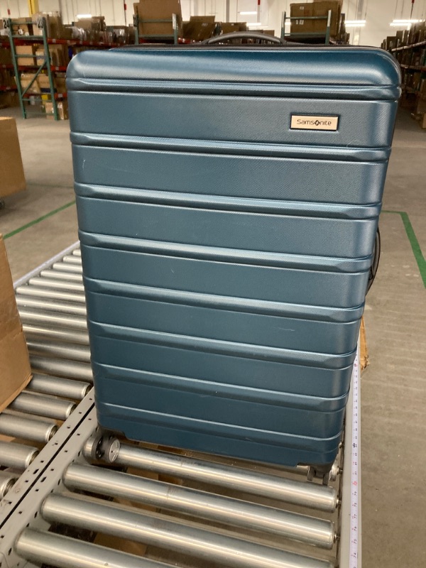 Photo 1 of Samsonite Omni 2 Hardside Expandable Luggage with Spinners, Nova Teal, Checked-Large 28-Inch