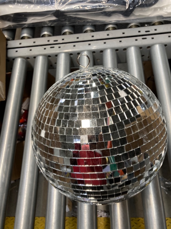 Photo 2 of Mirror Disco Ball 8 Inch Hanging Disco Ball for Party Wedding Holiday Home Decoration, Silver