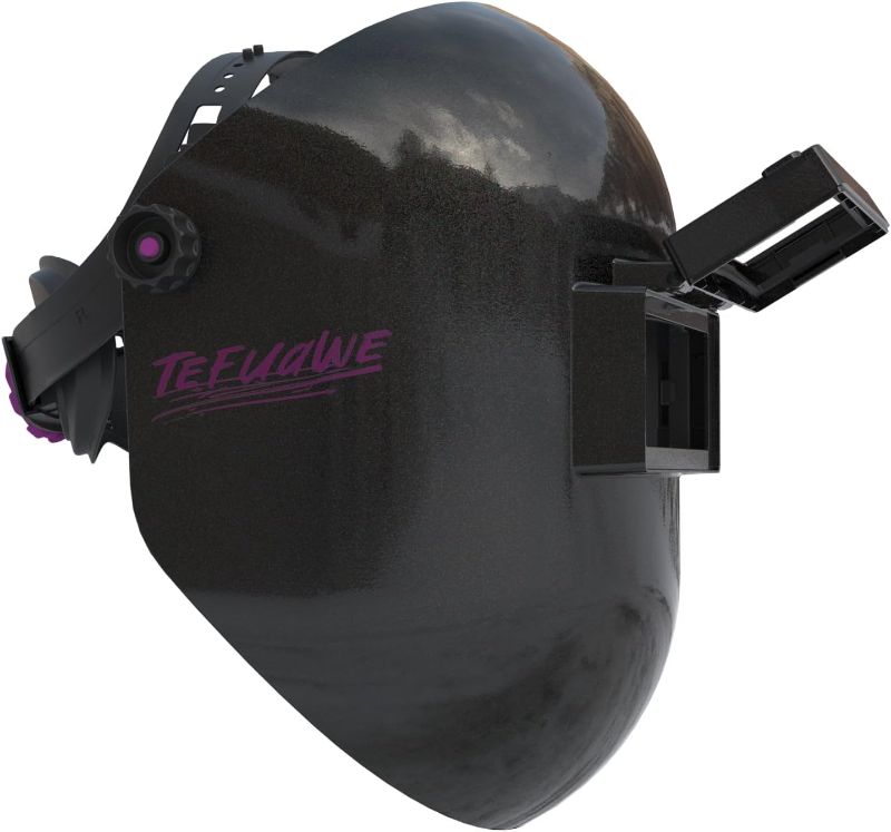 Photo 1 of Tefuawe Black Flip Up Chopped Fiberglass Sugar Scoop Welding Helmet, Medium Cut top and Bottom Sugar Scoop Pipeline Welding Hood
