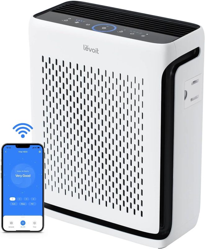 Photo 1 of LEVOIT Air Purifiers for Home Large Room Bedroom Up to 1110 Ft² with Air Quality and Light Sensors, Smart WiFi, Washable Filters, HEPA Sleep Mode for Pets, Allergies, Dust, Pollon, Vital 100S-P, White