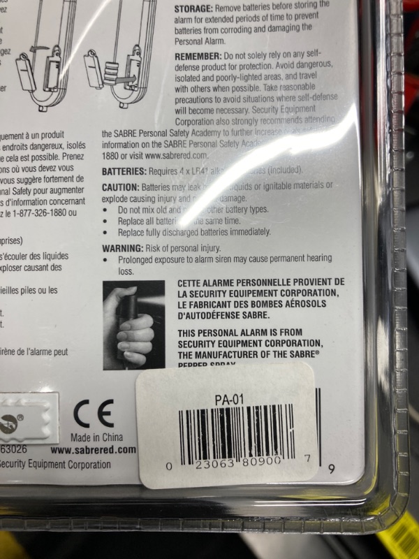 Photo 3 of (2 of ) SABRE Personal Alarm With Key Ring, 120dB Alarm, Audible Up To 1,280 Feet (390 Meters), Simple Operation, Reusable, Black Black Personal Alarm Alarm