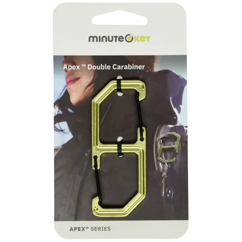 Photo 1 of (** Multi  Pack of 5**)  Minute Key Apex Double Carabiner, Key Holder, Aluminum, Black & chrome Lime green 