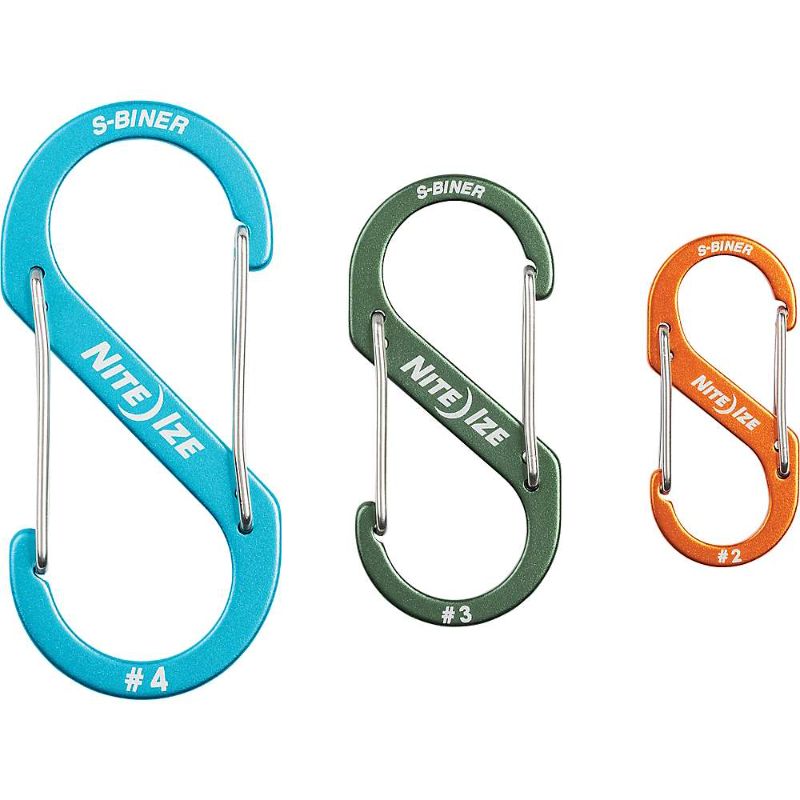 Photo 1 of (** Pack of 2 **) Nite Ize SBA234-A2-R6 Dual Carabiner for Keys and Gear Orange/Olive/Blue
