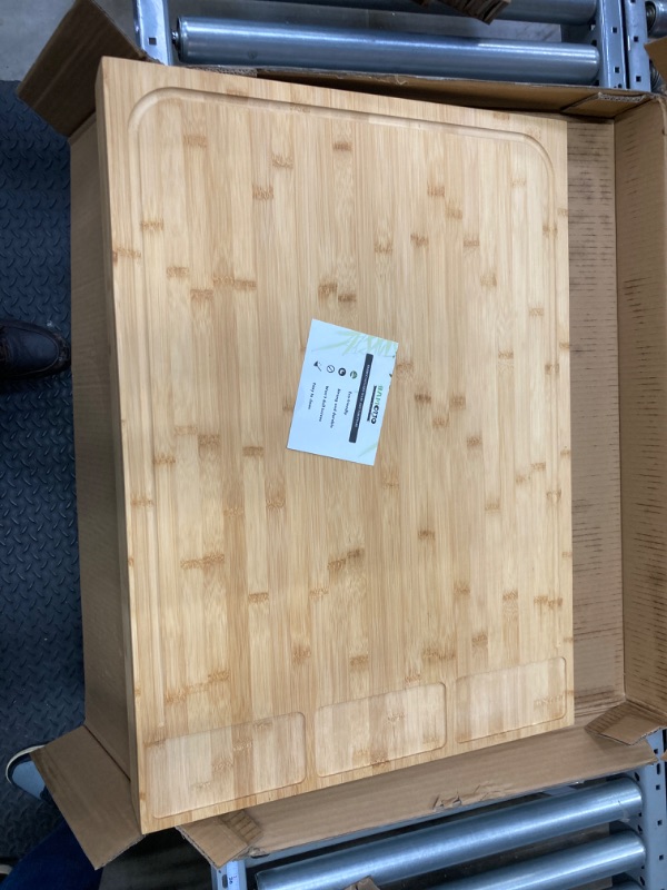 Photo 2 of 30 x 21 in Extra Large Bamboo Cutting Board and Stovetop Cover, Stove Top Cover Chopping Board with Detachable Legs and Juice Groove, Protector Board for Restaurant Kitchen Counter & Sink
