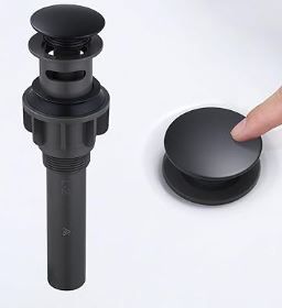 Photo 1 of ARCORA Bathroom Sink Drain Matte Black Pop Up Drain with Overflow Vanity Vessel Sink Clicker Drain Stopper 2 Pack