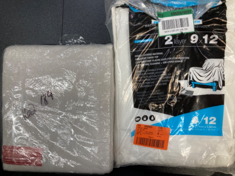 Photo 3 of (DROP CLOTH BUNDLE)  Trimaco 02304 9 ft. x 12 ft. Paper/Poly Drop Cloths (2-Pack) & Everbilt 6 ft. x 9 ft. Grays Canvas Drop Cloth
