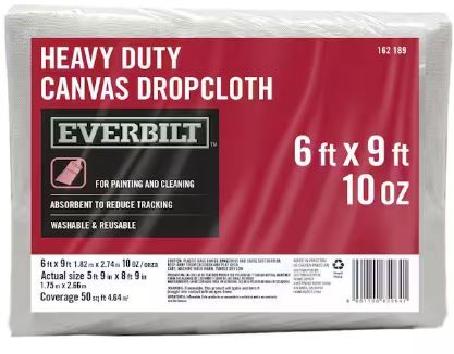 Photo 2 of (DROP CLOTH BUNDLE)  Trimaco 02304 9 ft. x 12 ft. Paper/Poly Drop Cloths (2-Pack) & Everbilt 6 ft. x 9 ft. Grays Canvas Drop Cloth
