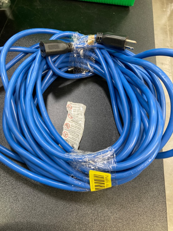 Photo 3 of ***(SEE NOTES)***  50 ft. 14/3 Medium Duty Cold Weather Indoor/Outdoor Extension Cord, Blue
