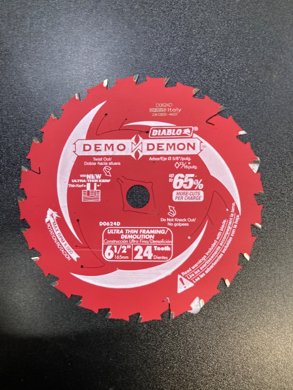 Photo 2 of 6-1/2in. x 24-Teeth Demo Demon Ultra-Thin Framing/Demolition Saw Blade for Wood
