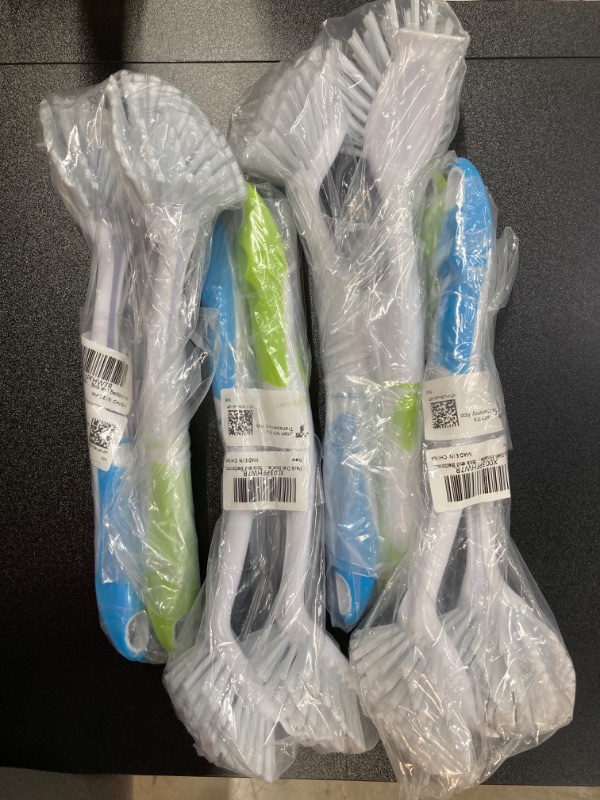 Photo 1 of Bundle Of 4 KUFUNG 2 Pack Dish Brushes, Kitchen Dish Scrub Brush, Pot Brush with Long Handle, Cleaning Brush with Stiff Bristles for Cleaning Dishes, Pots, Pans, Sink and Bathroom Blue+green (8 Total)