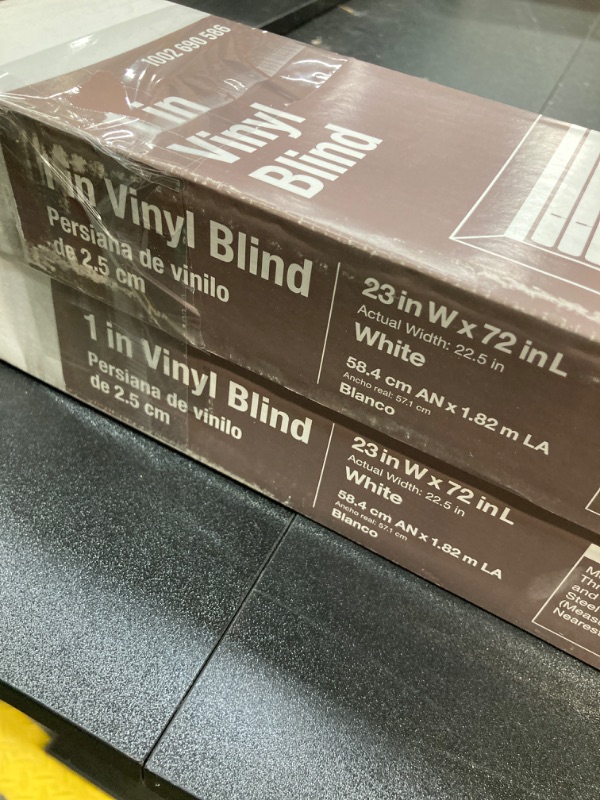 Photo 3 of 2 boxes-White Cordless 1 in. 23 in. W x 72 in. L Light Filtering Vinyl Mini Blind