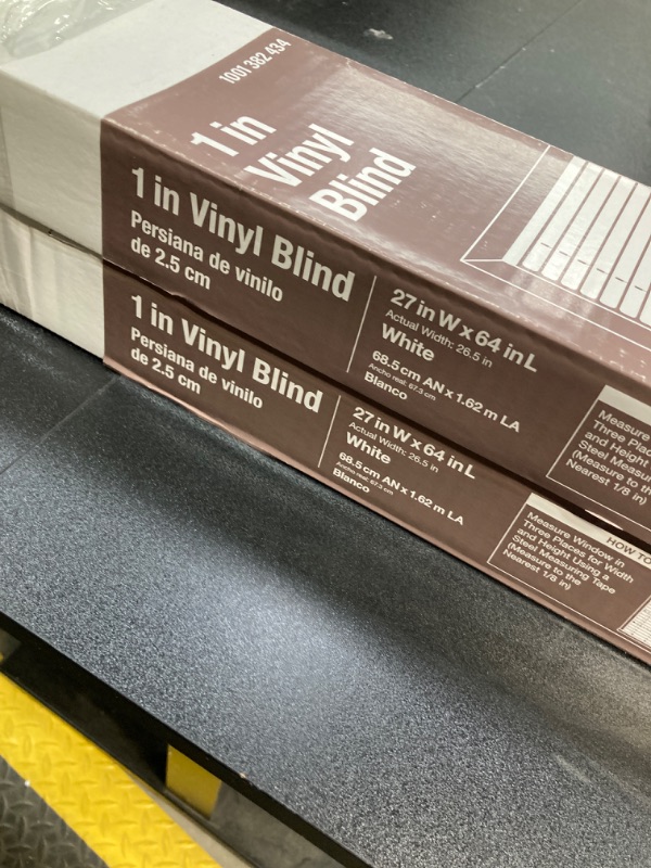 Photo 1 of (2 box)White Cordless Light Filtering Vinyl Mini Blinds with 1 in. Slats - 27 in. W x 64 in. L