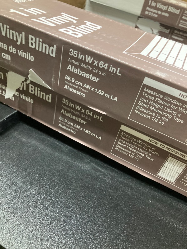 Photo 3 of 2 boxes- Alabaster Cordless 1 in. Vinyl Mini Blind - 35 in. W x 64 in. L