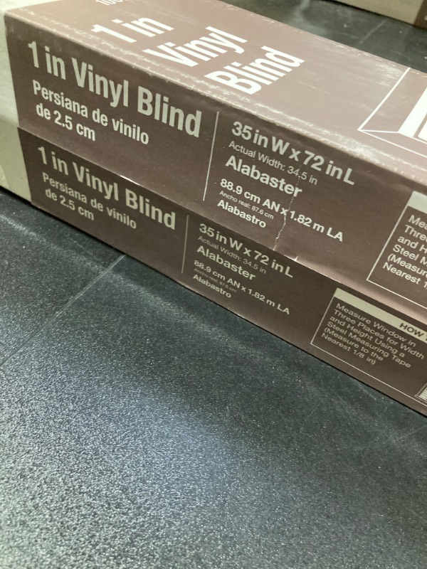 Photo 3 of 2 Boxes- Alabaster Cordless Light Filtering 1 in. Slats Vinyl Mini Blind - 35 in. W x 72 in. L