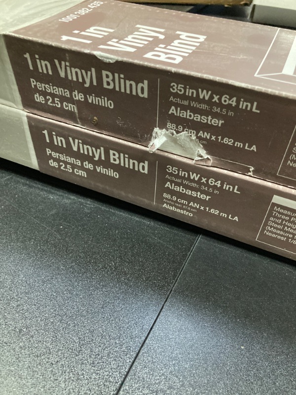 Photo 3 of 2 Boxes- Alabaster Cordless 1 in. Vinyl Mini Blind - 35 in. W x 64 in. L