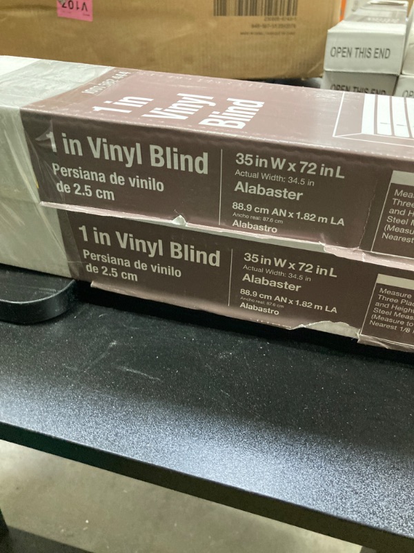 Photo 3 of 2 Boxes- Alabaster Cordless Light Filtering 1 in. Slats Vinyl Mini Blind - 35 in. W x 72 in. L