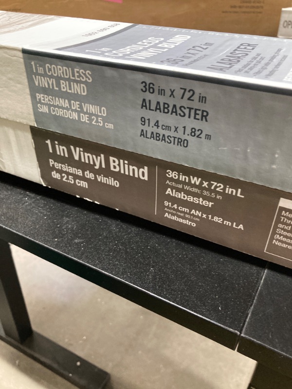 Photo 1 of 2 Boxes- Alabaster Cordless Light Filtering 1 in. Slats Vinyl Mini Blind - 36 in. W x 72 in. L