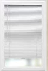 Photo 1 of White Cordless Aluminum Mini Blinds for Windows with 1 in. Slats - 35 in. W x 48 in. L(Actual Size 34.5 in. W x 48 in.L)