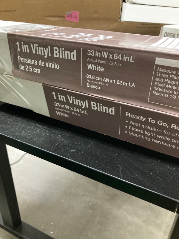 Photo 3 of 2 Boxes- White Cordless Light Filtering Vinyl Mini Blinds with 1 in. Slats - 33 in. W x 64 in. L