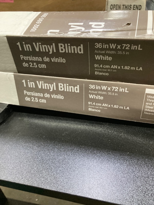 Photo 3 of 2 Boxes- White Cordless 1 in. Vinyl Mini Blind - 36 in. W x 72 in. L