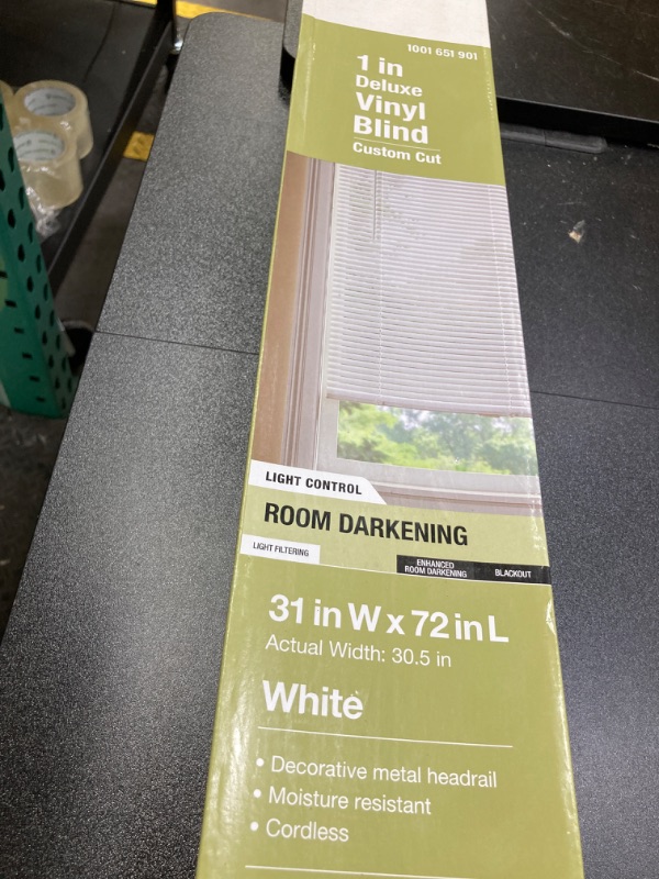 Photo 3 of White Cordless Room Darkening Vinyl Mini Blinds with 1 in. Slats-31 in. W x 72 in. L (Actual Size 30.5 in. W x 72 in. L)