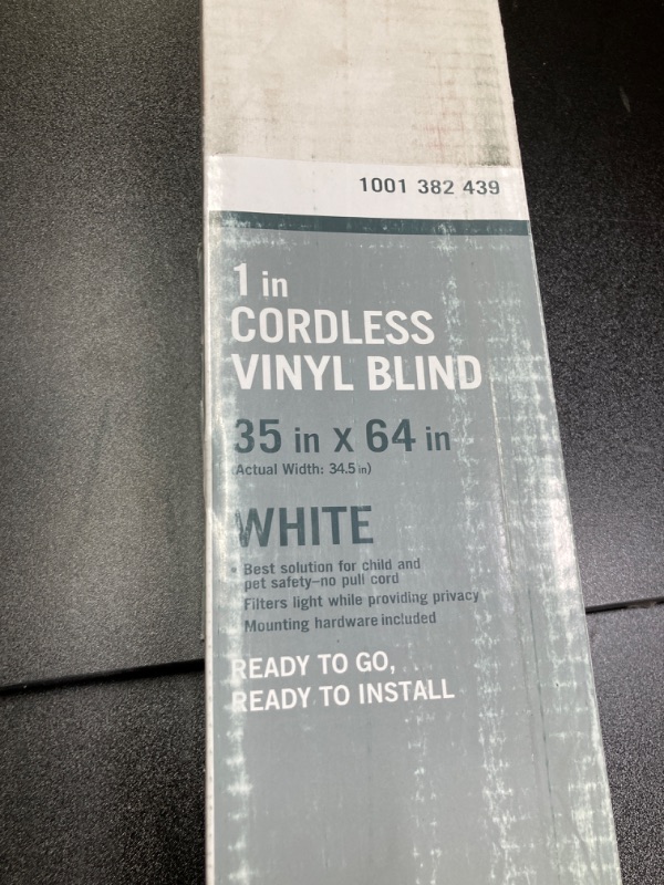 Photo 3 of White Cordless Light Filtering Vinyl Mini Blinds with 1 in. Slats - 35 in. W x 64 in. L