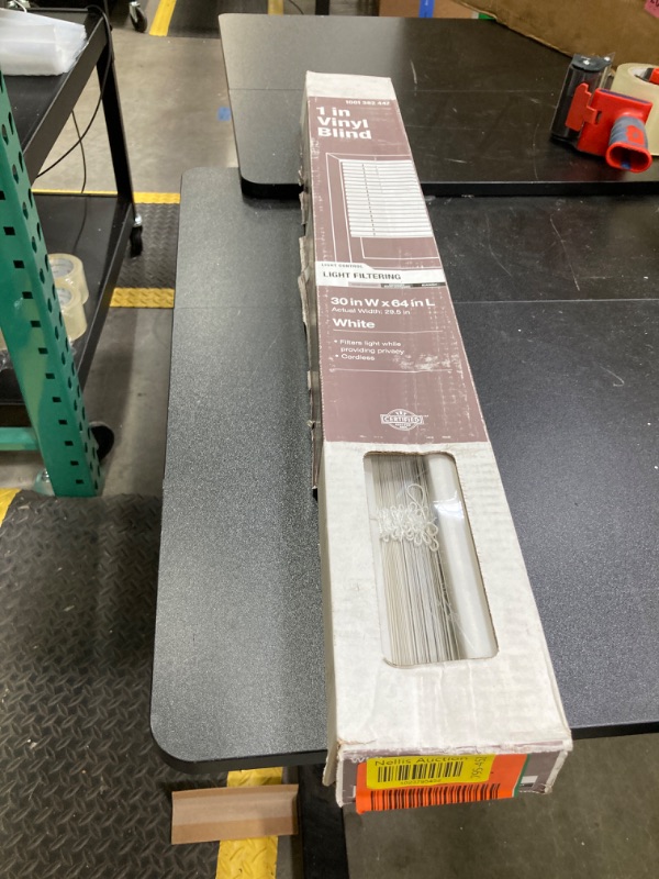 Photo 1 of White Cordless Light Filtering Vinyl Mini Blinds with 1 in. Slats - 30 in. W x 64 in. L
