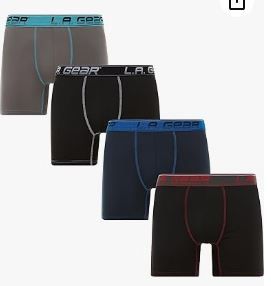 Photo 1 of Mens Athletic Underwear, 4-Pack Performance Plus Boxer Briefs, Dry Fit Pouch Support Underpants, Multicolor Medium
