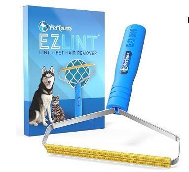 Photo 1 of 2 Pack PetLovers EzLint Pet Hair Remover - Reusable Dog and Cat Fur Removal Tool, Portable Carpet Scraper & Rake for Couches, Furniture, Rugs, Mats, and Clothes Blue