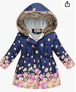 Photo 1 of PATPAT Girl's Winter Coat Jacket Hooded Kids Toddler Cute Faux Fur Trim Hooded Outwear Warm Snow Puffer Jackets 5-6 years