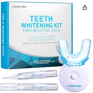 Photo 1 of 2 Pack Teeth Whitening Kit with LED Light by Lagunamoon, 35% Urea Peroxide Teeth Whitening Gel, Mouth Tray, Wireless Teeth Whitening LED Light Helps Remove Stains from Coffee, Wine, Tea, No Sensitivity
