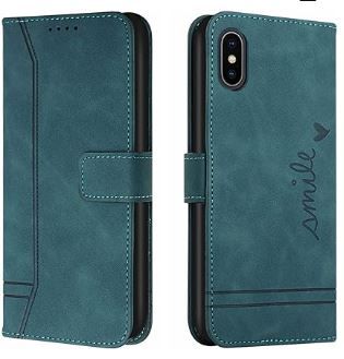 Photo 1 of 2 Pack Premium Wallet Case for iPhone Xs Max, Xs Max Phone Case with Kickstand Credit Card Holder Slot Cute Retro Magnetic Flip Leather Shockproof Protective Case for iPhone Xs Max Smile Green HX3 & Brown
