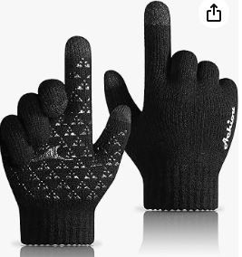 Photo 1 of 2 Pack Achiou Winter Gloves for Men Women, Upgraded Thicken Touch Screen, Anti-Slip Silicone Gel, Thermal Soft Knit Lining
