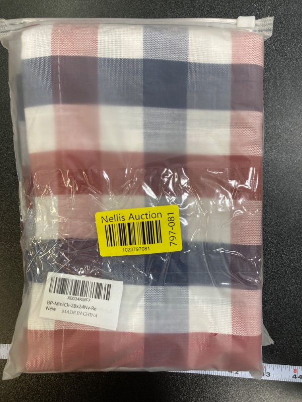 Photo 2 of **(2pk Curtains Bundle) Navy Red Buffalo Plaid Check Tier Curtains 24 Inches Long for Kitchen, Gingham Farmhouse Rod Pocket Half Window Cafe Curtains Bathroom for Window, 28" x 24", Navy/Red, Set of 2 Tiers?24"L Navy/Red