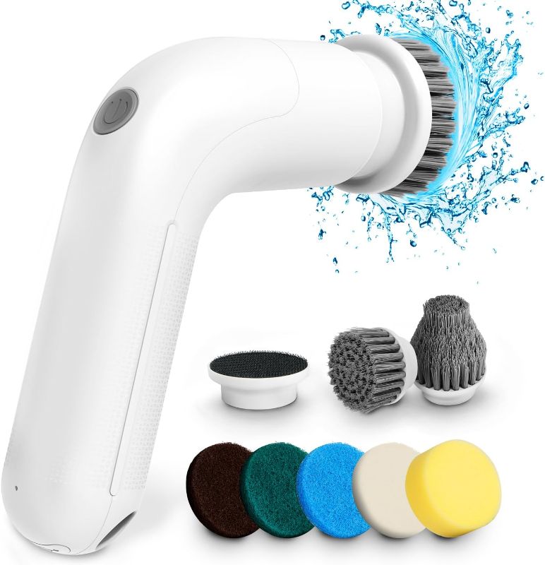 Photo 1 of (X003YZ2V3X ) Electric Spin Scrubber, Rechargable Cordless Shower Scrubber with 7 Replacement Heads, 2-Speed Bathroom Scrubber & Waterproof Electric Cleaning Brush for Wall, Tile Floor, Bathtub, Toilet, Window

