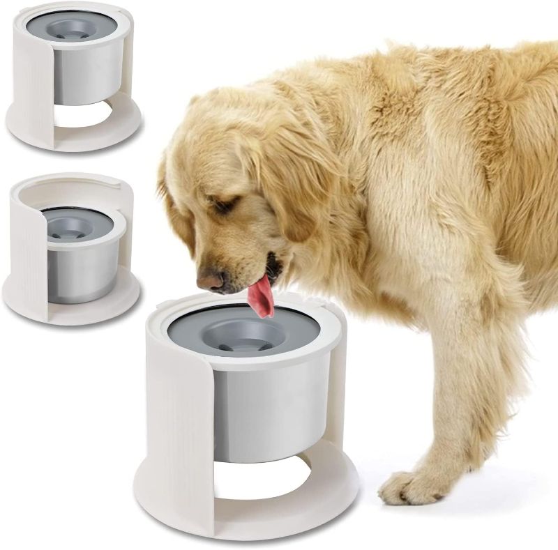 Photo 1 of 4.4L Dog Water Bowl Elevated,Slow Water No Spill Dog Bowl,9in Adjustable Height,Stainless Steel Dog Bowl,Floating Disk,Non-Slip Bowl Mat