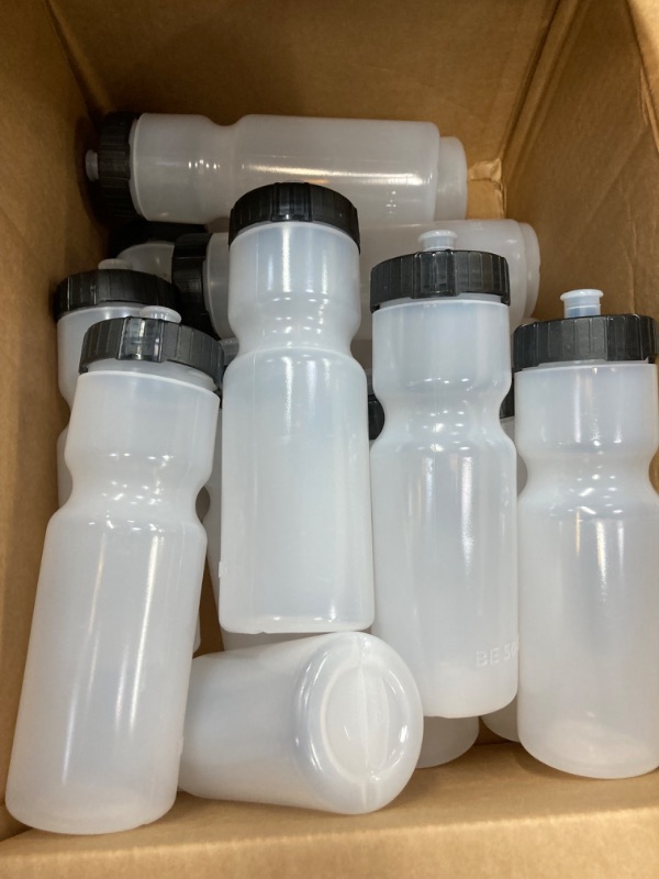 Photo 2 of 50 Strong Sports Squeeze Water Bottle Bulk Pack - 24 Bottles - 22 oz. BPA Free Easy Open Push/Pull Cap - Made in USA (Clear)