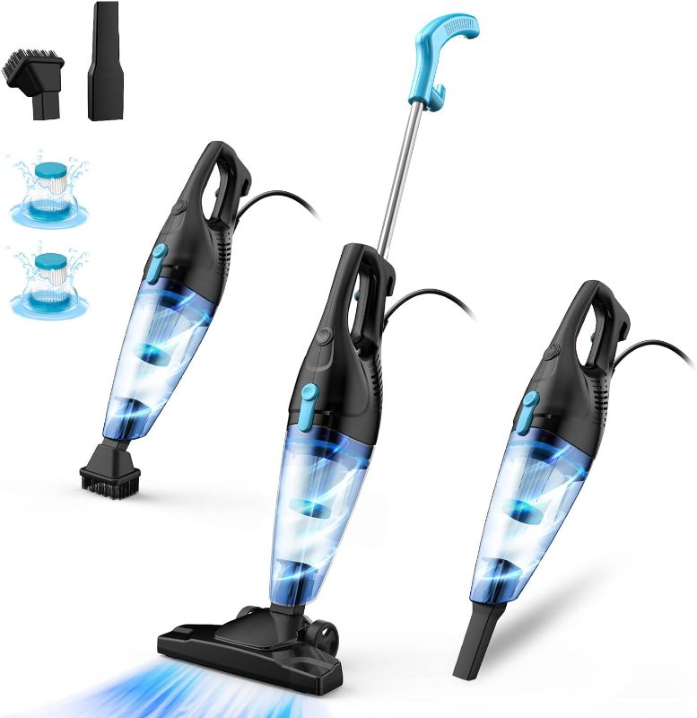 Photo 1 of 400W Corded Stick Vacuum Cleaner with Handheld, HEPA Filter, Portable for Hard Floors, Curtains, Sofa, Pet Hair