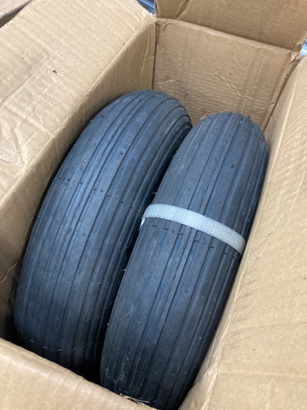 Photo 2 of 2-Pack 14.5-Inch Wheelbarrow Tire.3.50-8" Pneumatic Tires and wheels with 3"- 7" Center Hub and 5/8" Bushings for Wheelbarrow Lawn Mover Replacement. 00038361-16