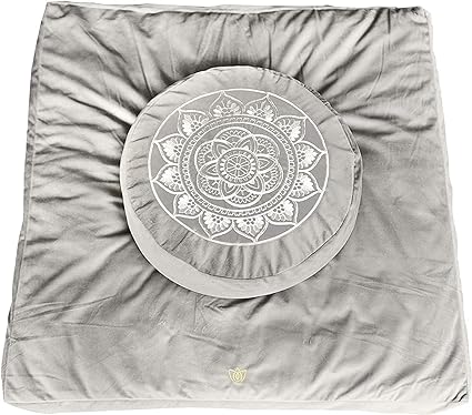 Photo 1 of Florensi Yoga & Meditation Bundle | Grey Zabuton Meditation Mat, Grey Crescent Moon Meditation Cushion & Yoga Wheel 3 Pack